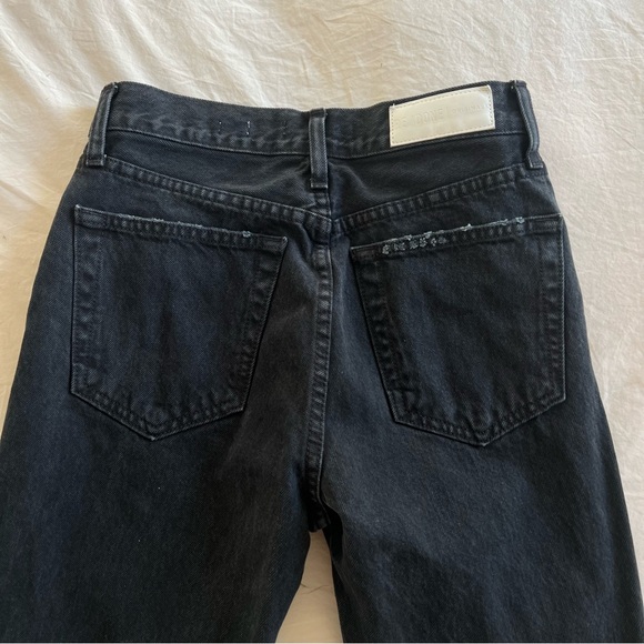RE/DONE ORIGINALS HIGH RISE LOOSE IN WASHED BLACK WITH RIPS - Picture 4 of 7